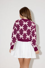 Jacquard Cropped Bow Sweater | Forever 21 Women