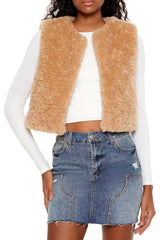 Faux Shearling Cropped Vest | Forever 21 Women