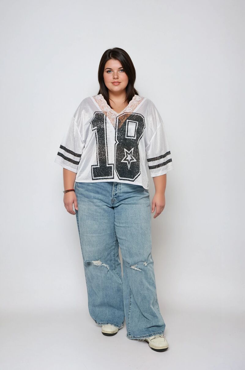 Plus Size Lace-Trim Mesh Jersey Top | Forever 21 Women