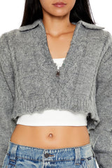 Cable Knit Sharkbite Half-Zip Sweater | Forever 21 Women