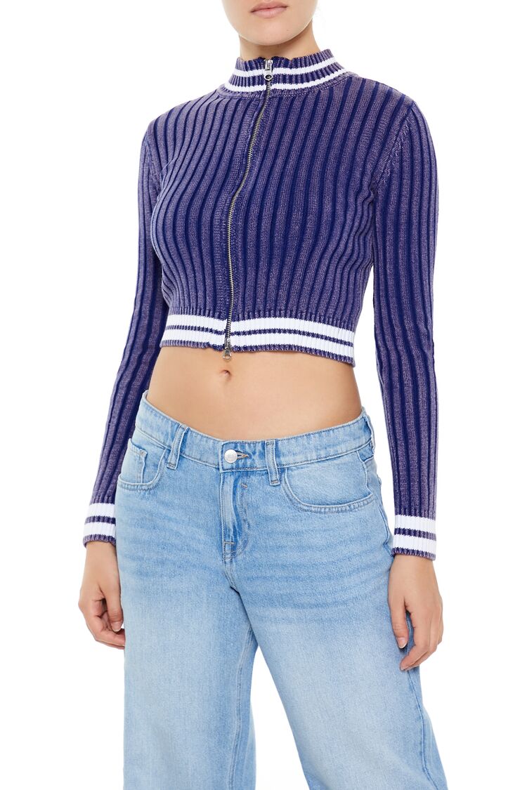 Varsity-Striped Zip-Up Sweater | Forever 21 Women