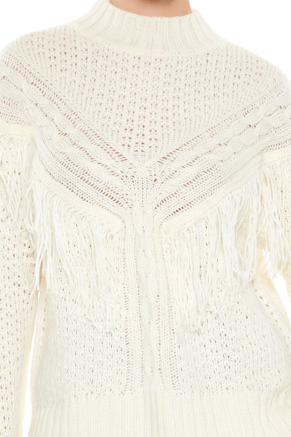 Fringe-Trim Mock Neck Sweater | Forever 21 Women