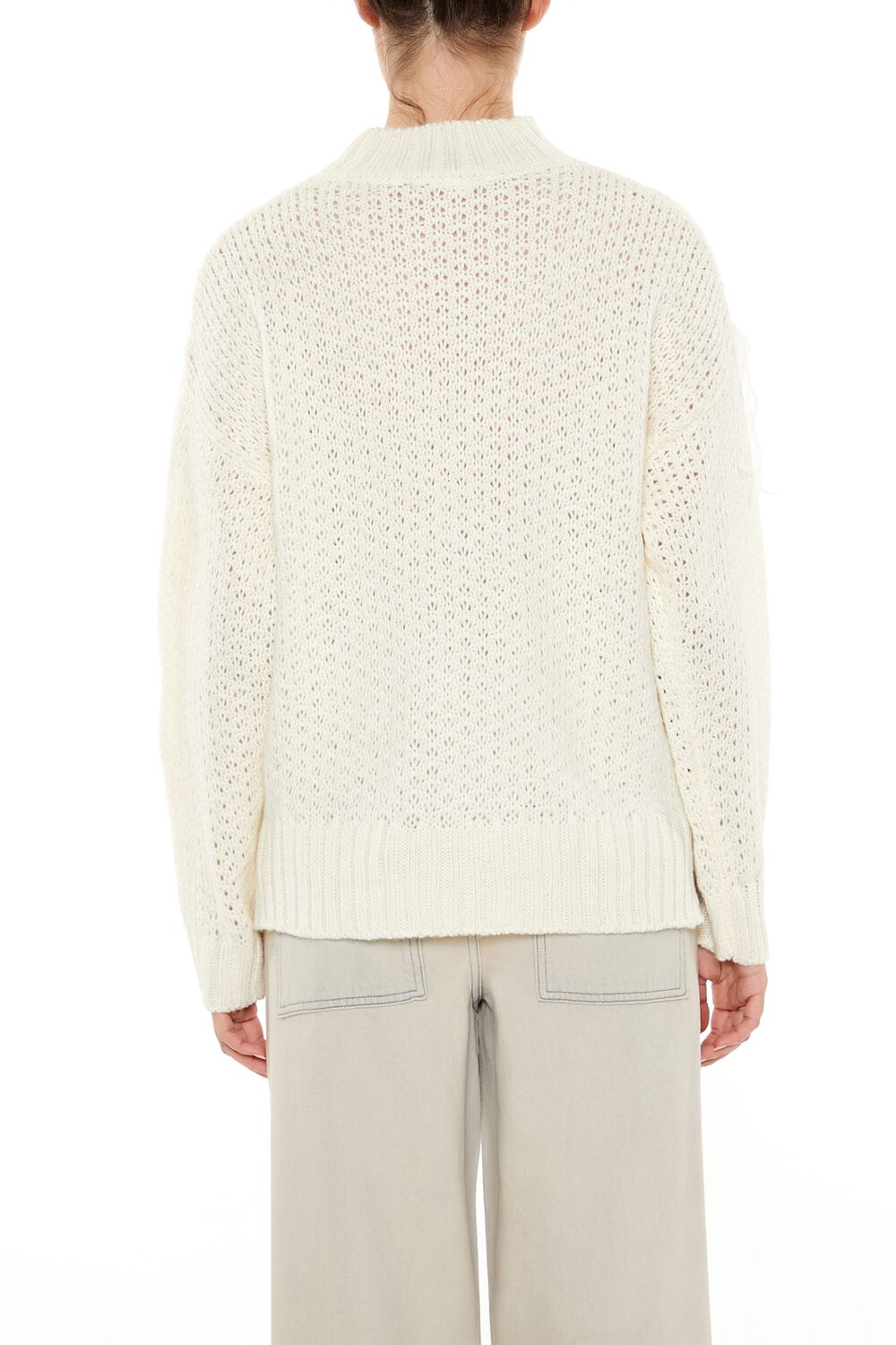 Fringe-Trim Mock Neck Sweater | Forever 21 Women