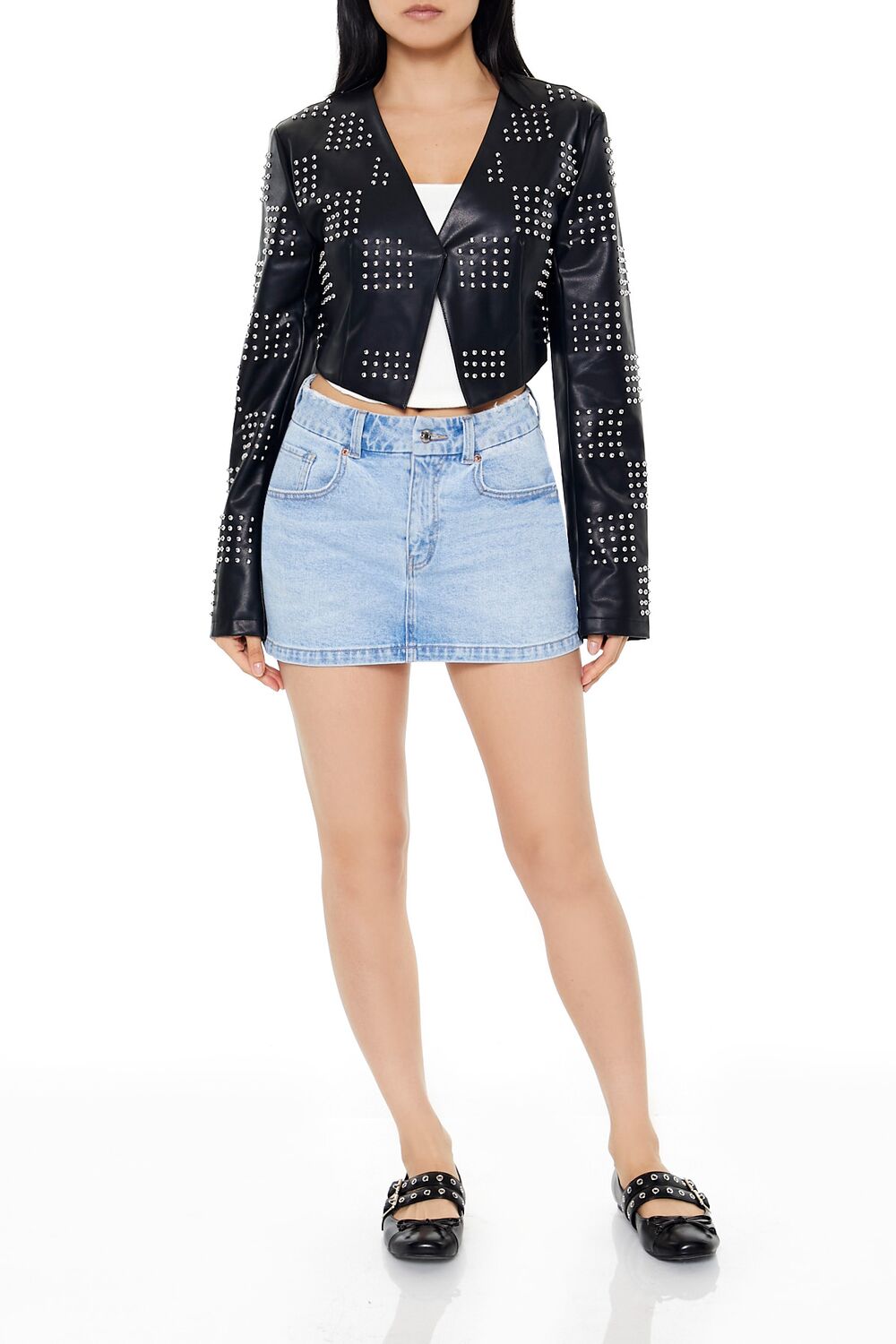 Studded Checkered Jacket | Forever 21 Women