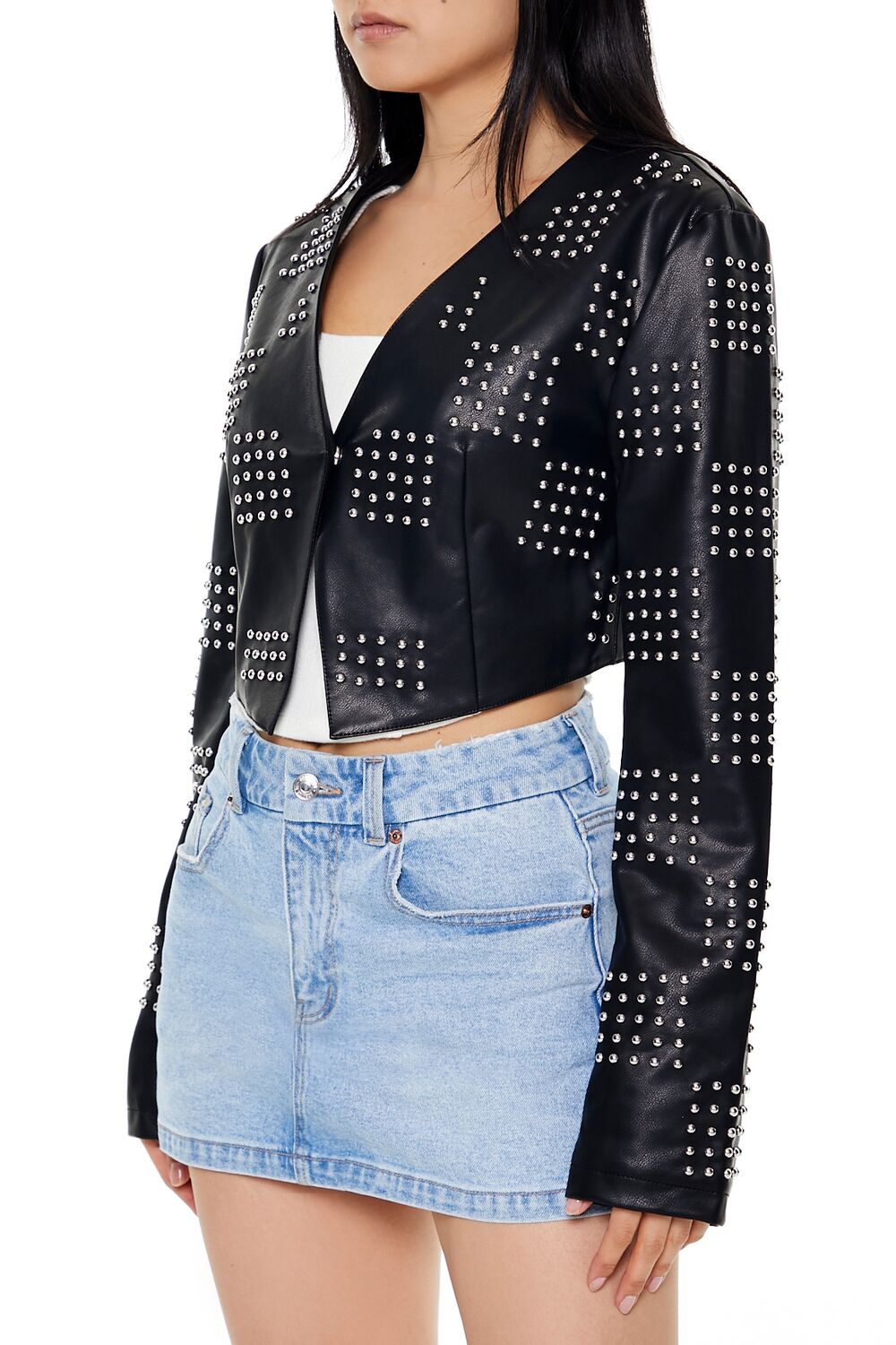 Studded Checkered Jacket | Forever 21 Women