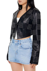 Studded Checkered Jacket | Forever 21 Women
