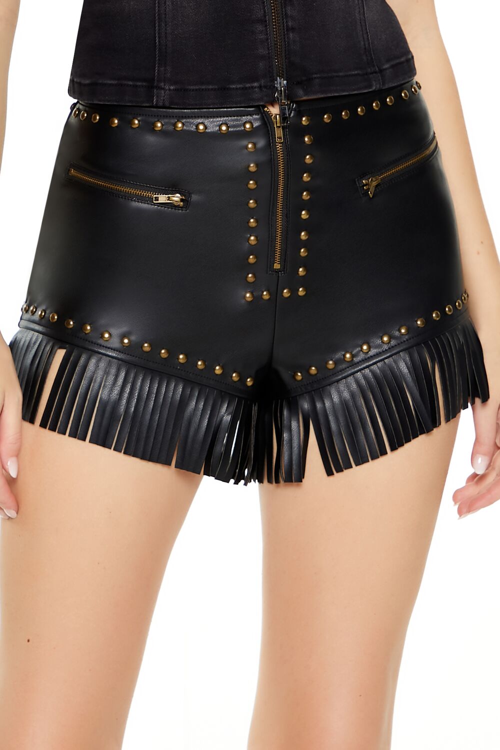 Faux Leather Fringe-Trim Shorts | Forever 21 Women