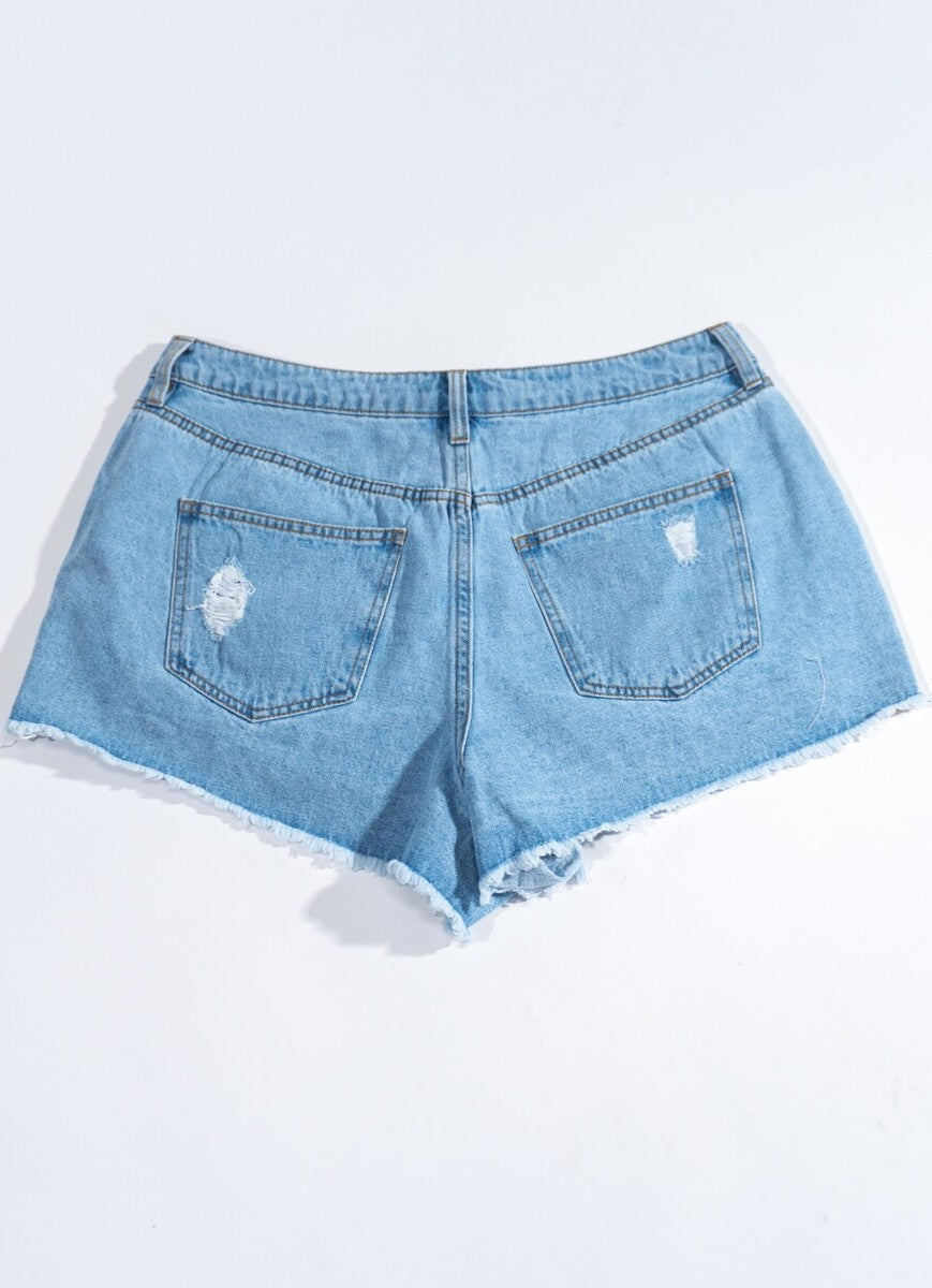 Plus Size Distressed Rhinestone-Fringe Denim Shorts | Forever 21 Women