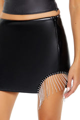 Faux Leather Rhinestone-Fringe Mini Skirt | Forever 21 Women