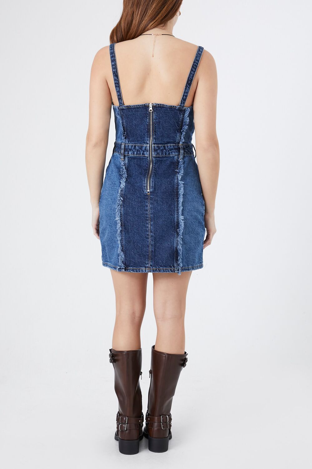 Frayed Colorblock Denim Dress | Forever 21 Women