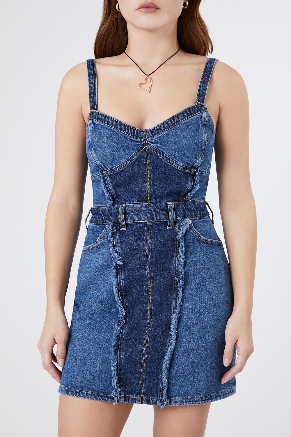 Frayed Colorblock Denim Dress | Forever 21 Women
