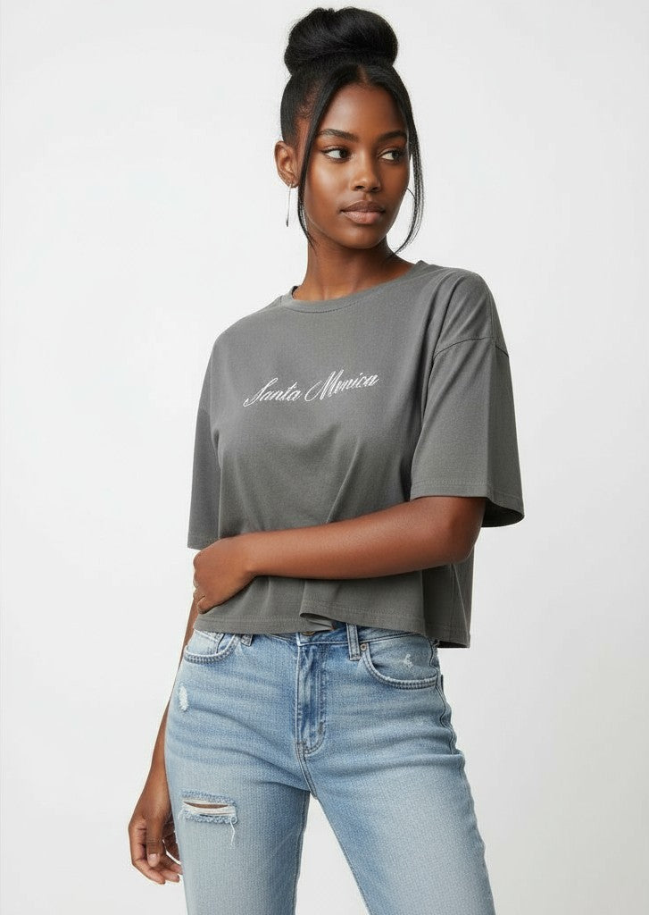 Santa Monica Boxy Cropped Tee | Forever 21 Women