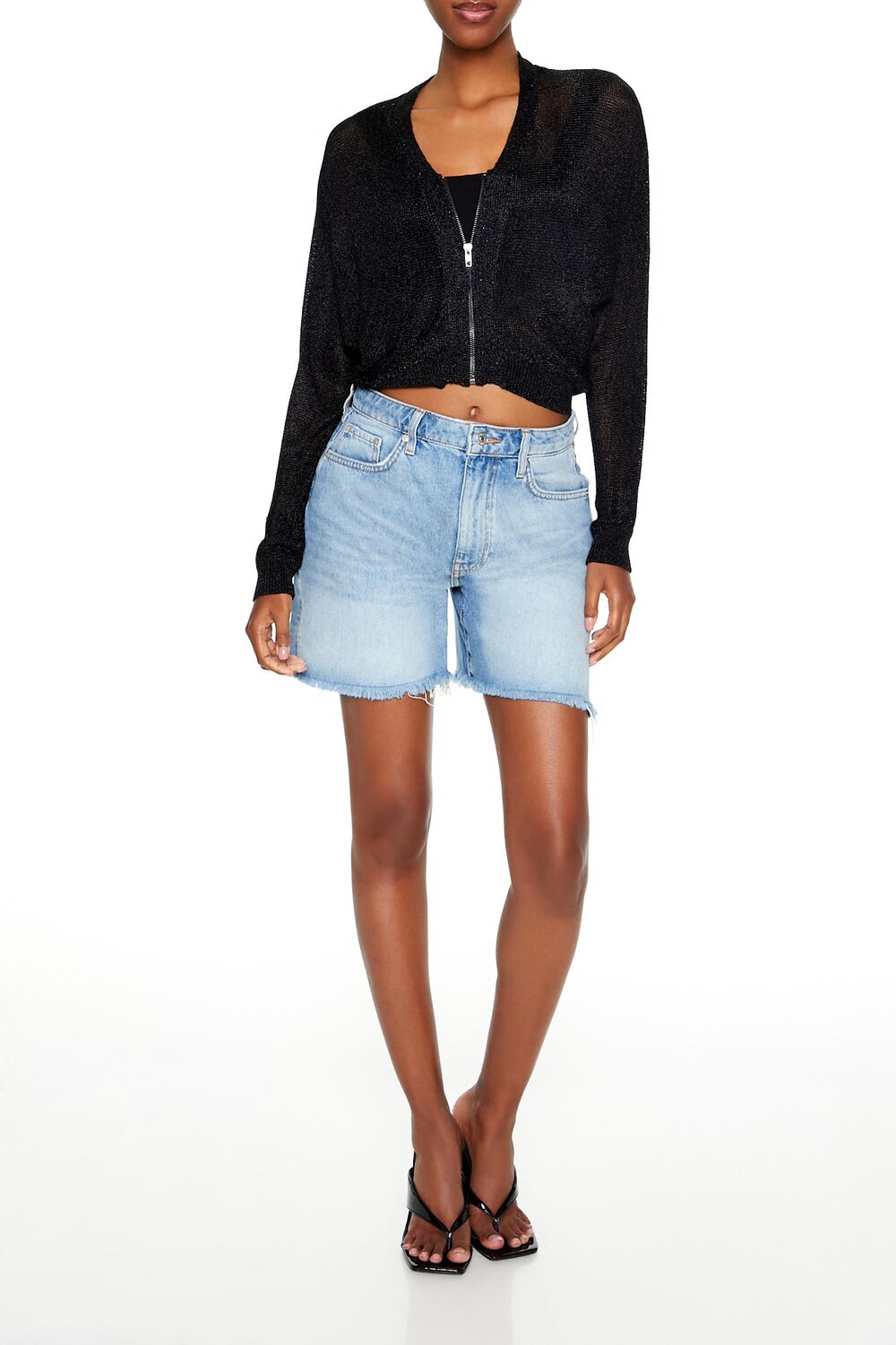 Glitter Knit Zip-Up Sweater | Forever 21 Women
