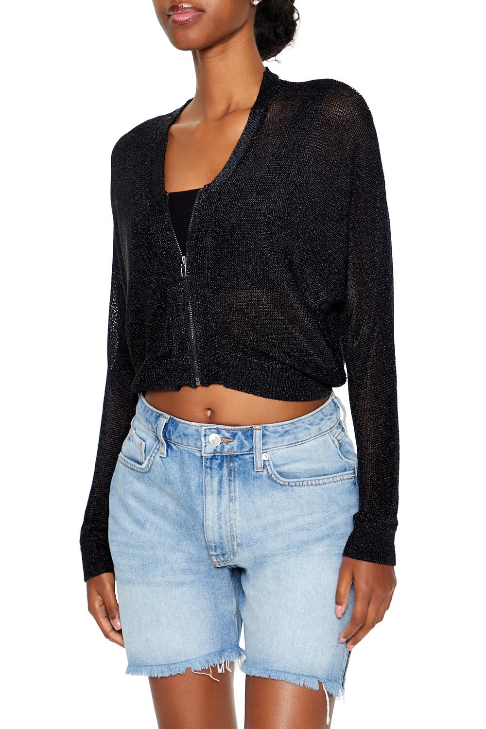 Glitter Knit Zip-Up Sweater | Forever 21 Women