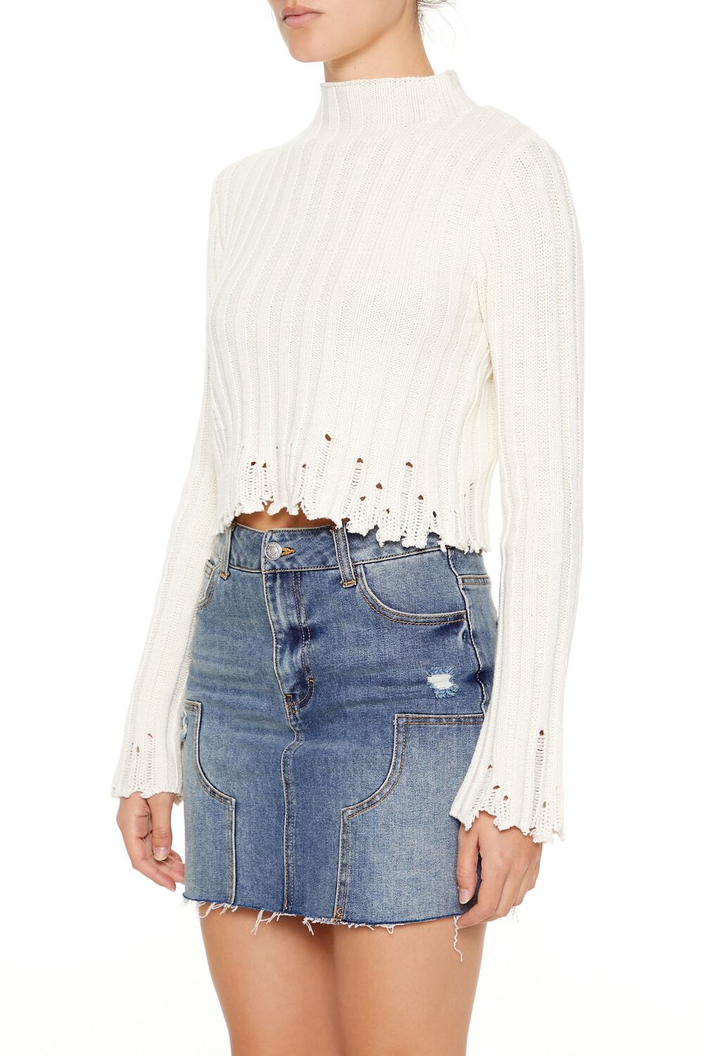 Distressed Mock Neck Sweater | Forever 21 Women