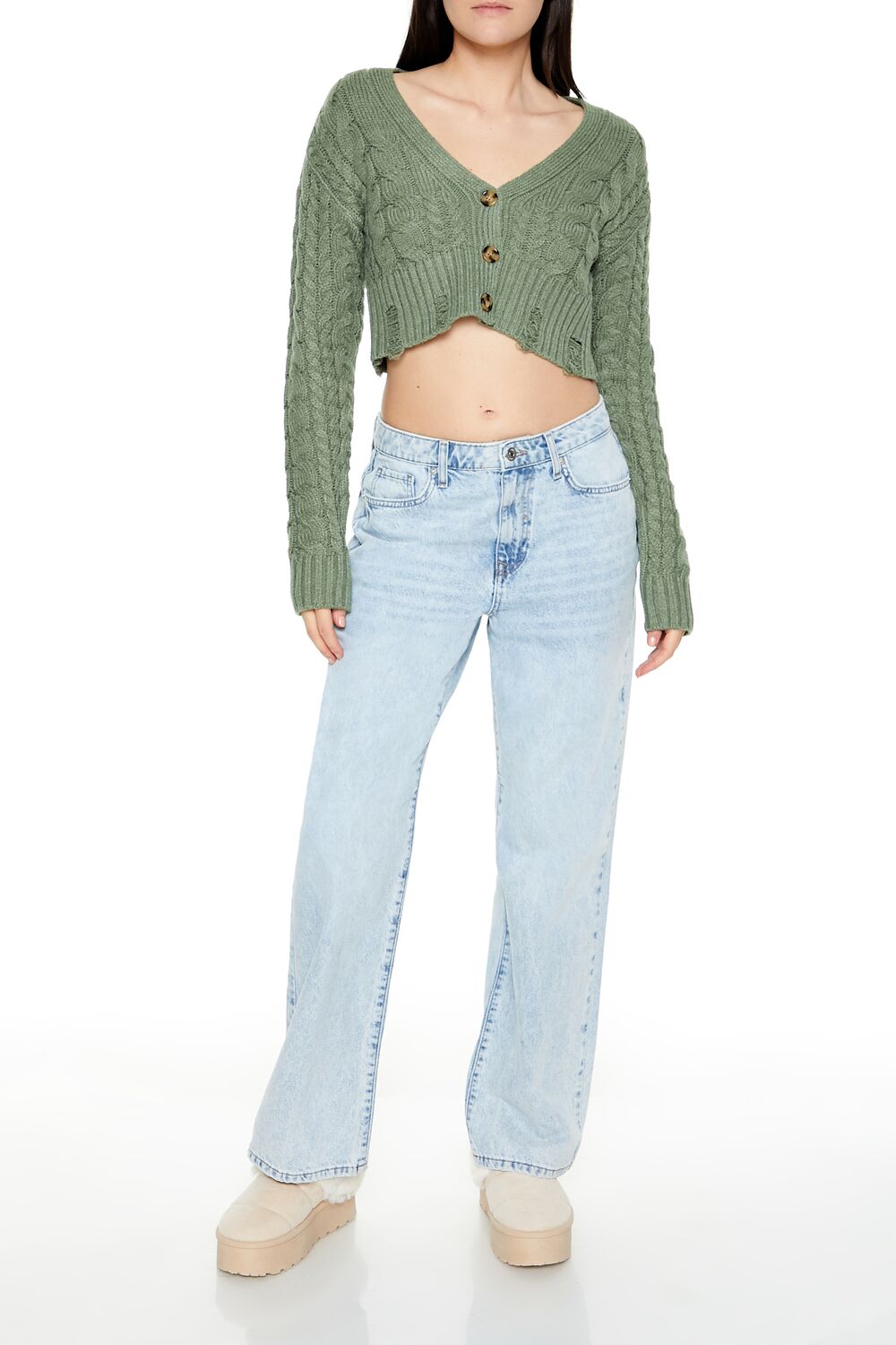 Cable Knit Cropped Cardigan Sweater | Forever 21 Women