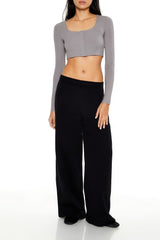 Square-Neck Cropped Henley Tee | Forever 21 Women