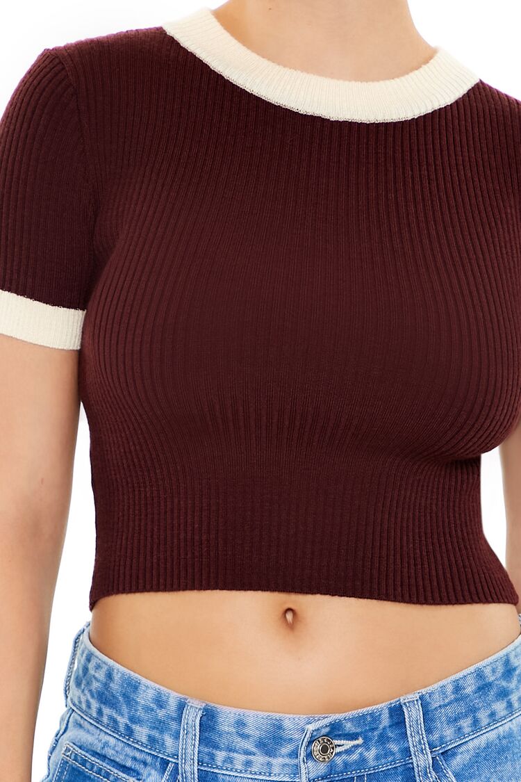 Sweater-Knit Ringer Cropped Tee | Forever 21 Women