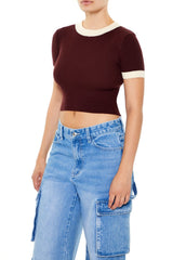 Sweater-Knit Ringer Cropped Tee | Forever 21 Women