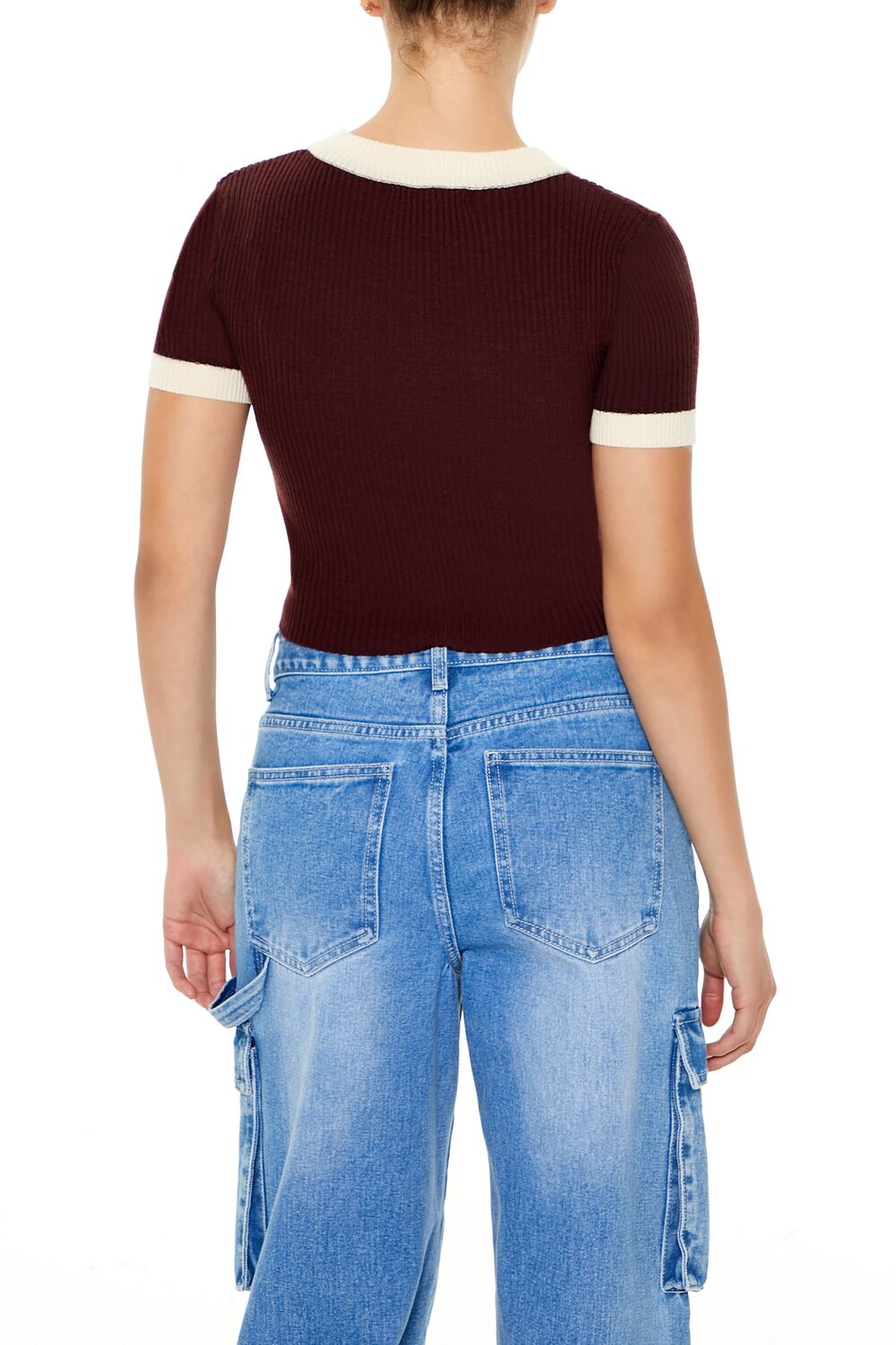 Sweater-Knit Ringer Cropped Tee | Forever 21 Women