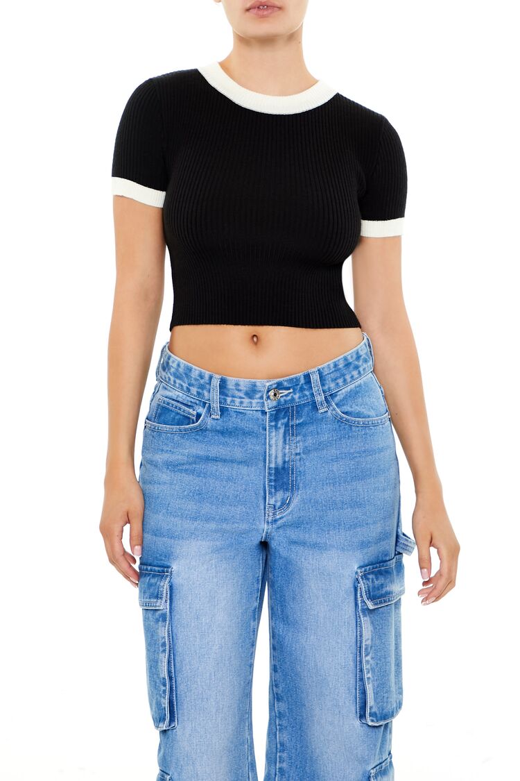 Sweater-Knit Ringer Cropped Tee | Forever 21 Women