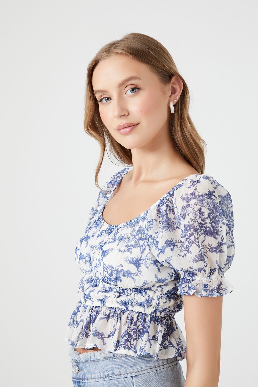 Floral Print Puff-Sleeve Top | Forever 21 Women