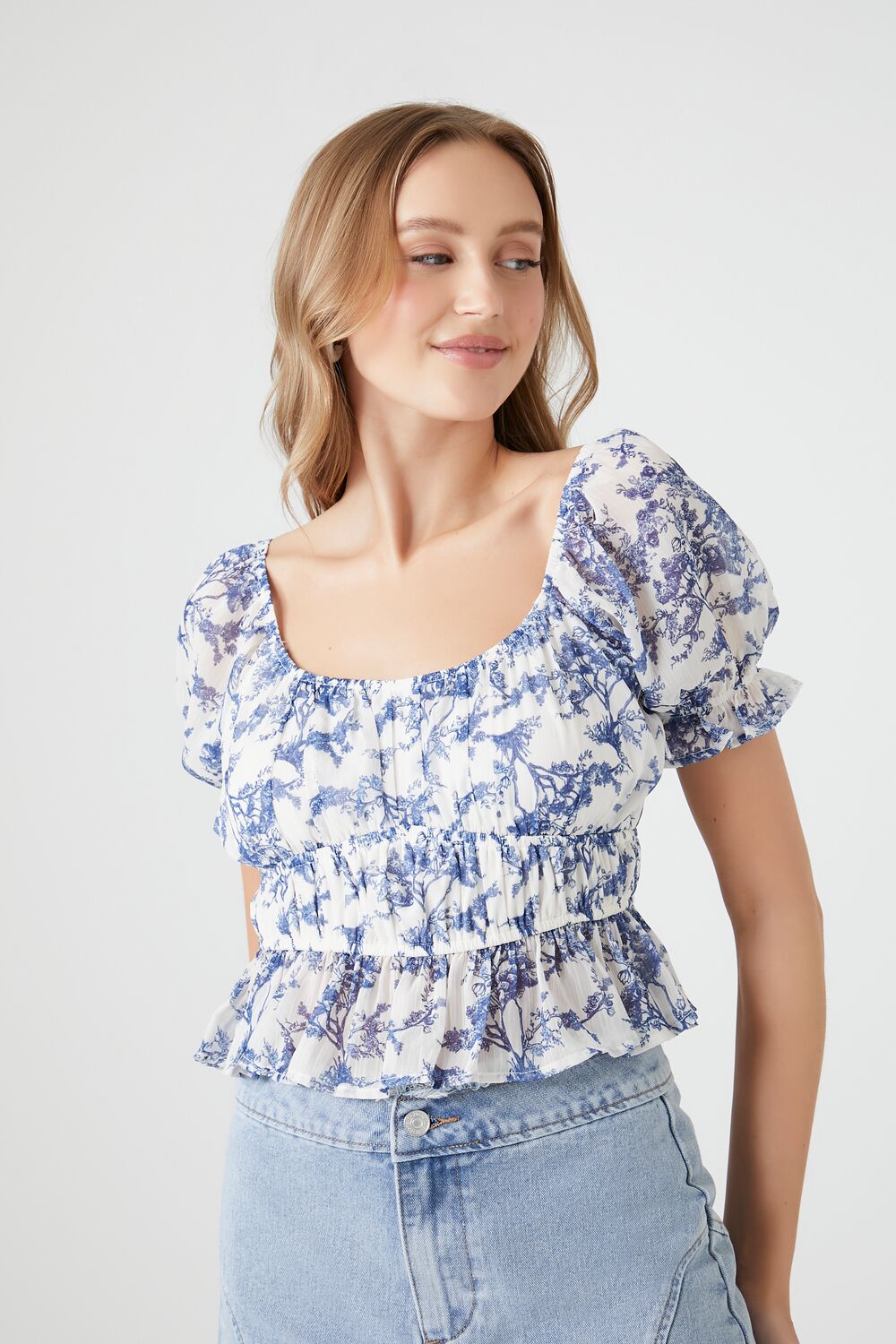 Floral Print Puff-Sleeve Top | Forever 21 Women