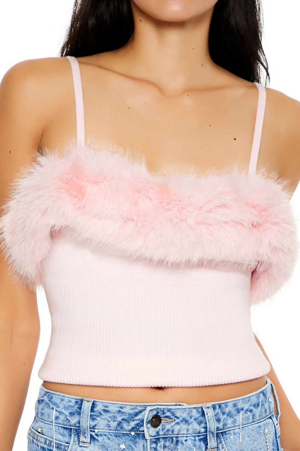Faux Fur-Trim Sweater-Knit Cami | Forever 21 Women