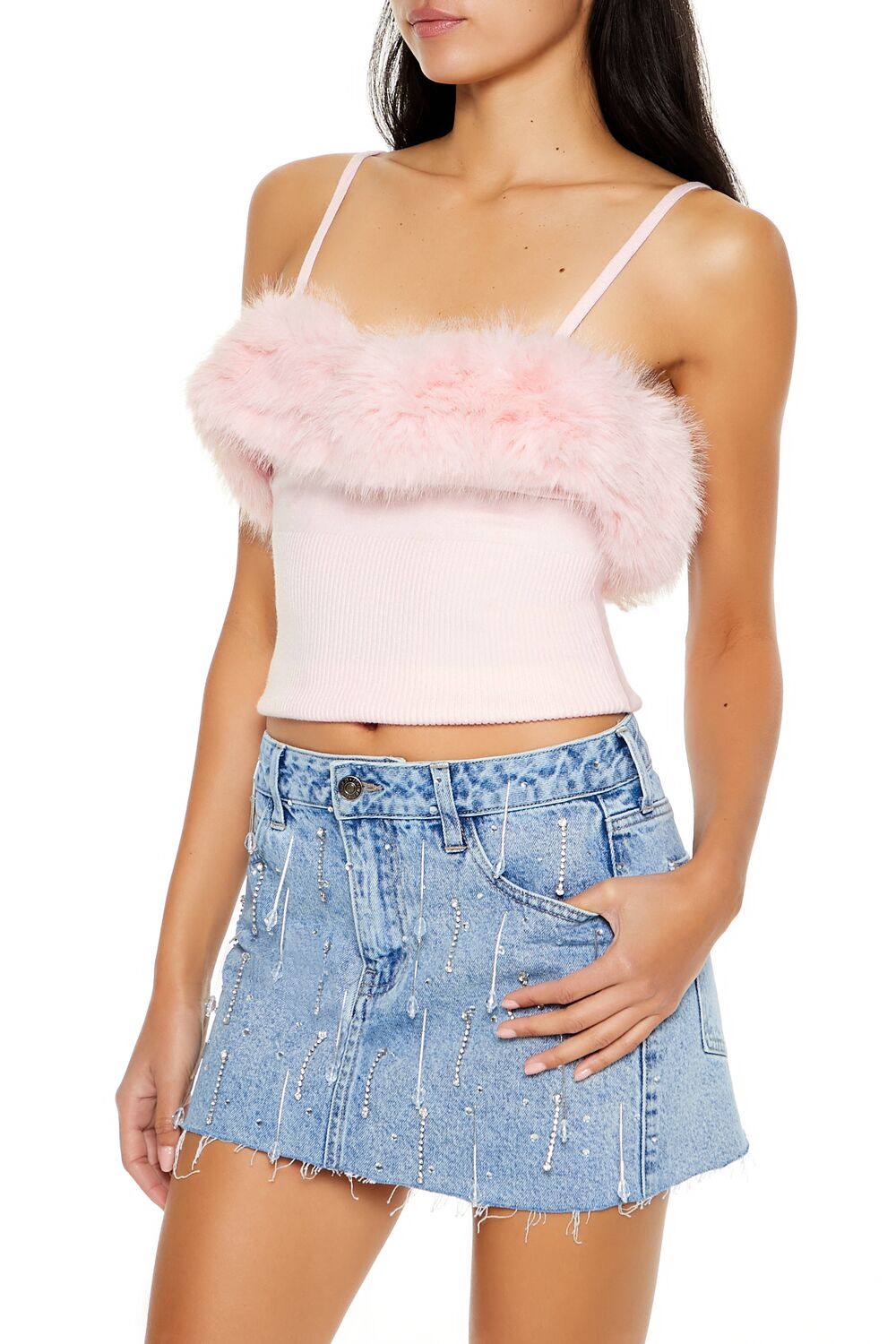 Faux Fur-Trim Sweater-Knit Cami | Forever 21 Women