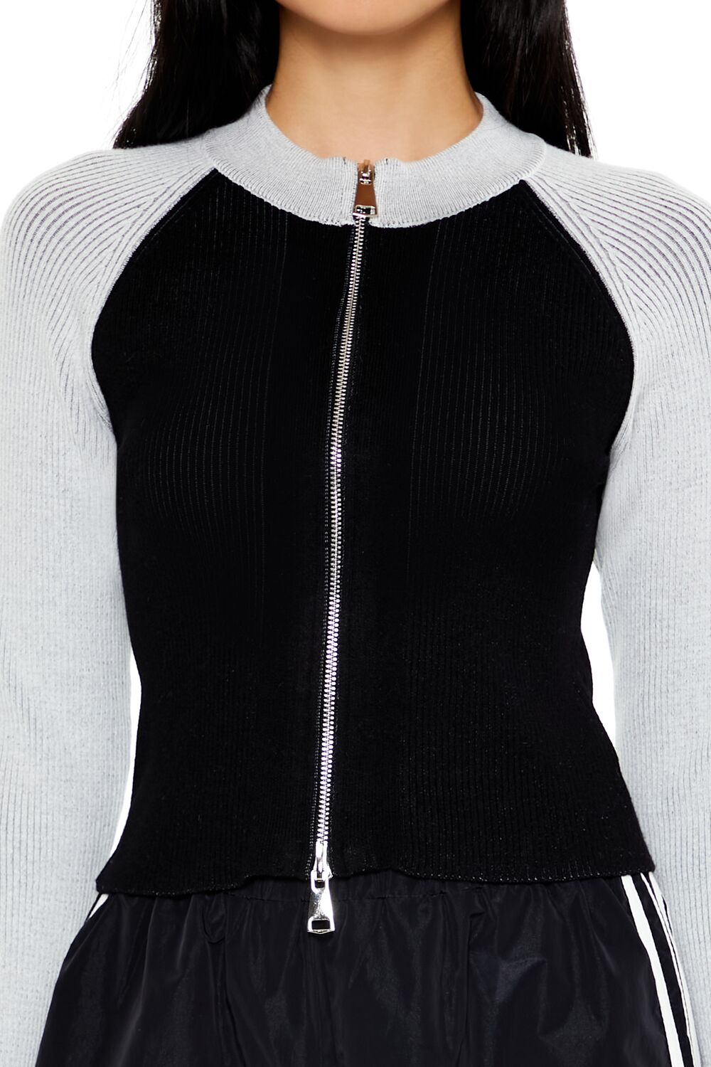 Two-Tone Raglan Zip-Up Sweater | Forever 21 Women