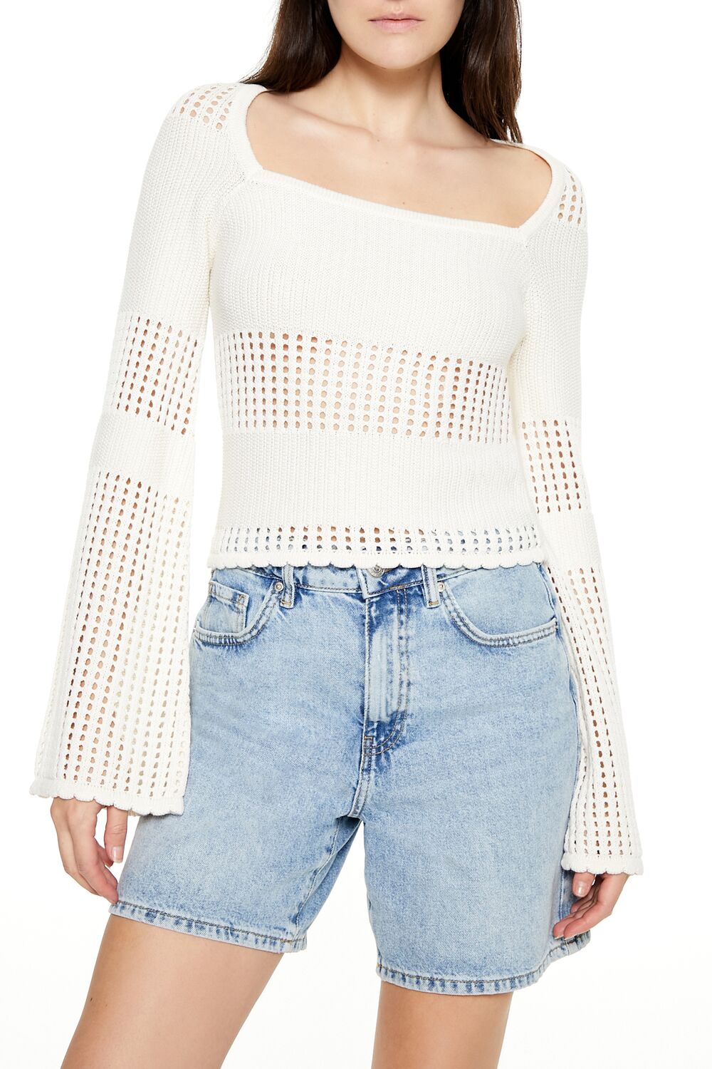 Open-Knit Bell-Sleeve Sweater | Forever 21 Women