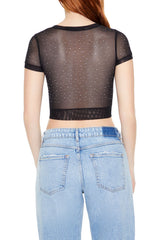 Cropped Mesh Rhinestone Tee | Forever 21 Women