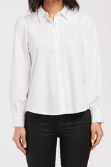 Allora Long Puff Sleeve Button Down Shirt Rounded Hem | Forever 21 Women
