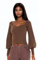 Gigot-Sleeve Sweater-Knit Crop Top | Forever 21 Women