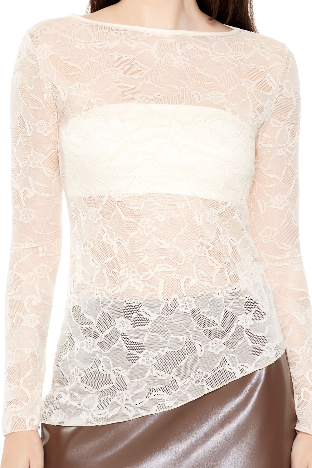 Asymmetrical Sheer Lace Top | Forever 21 Women