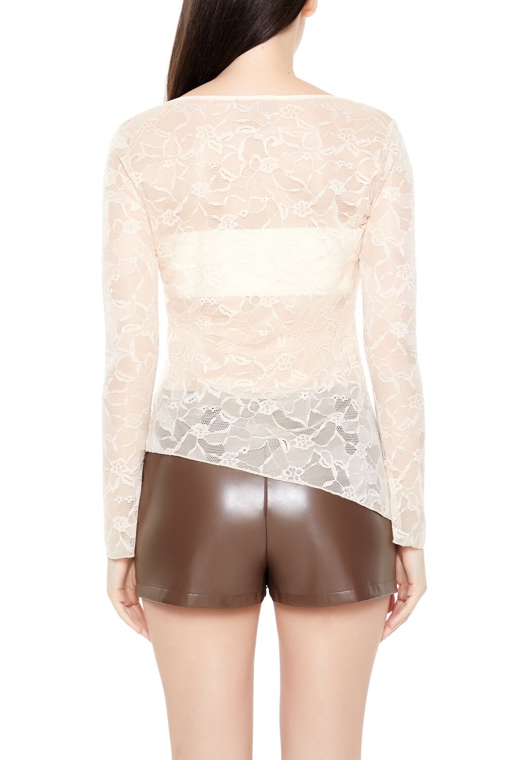 Asymmetrical Sheer Lace Top | Forever 21 Women