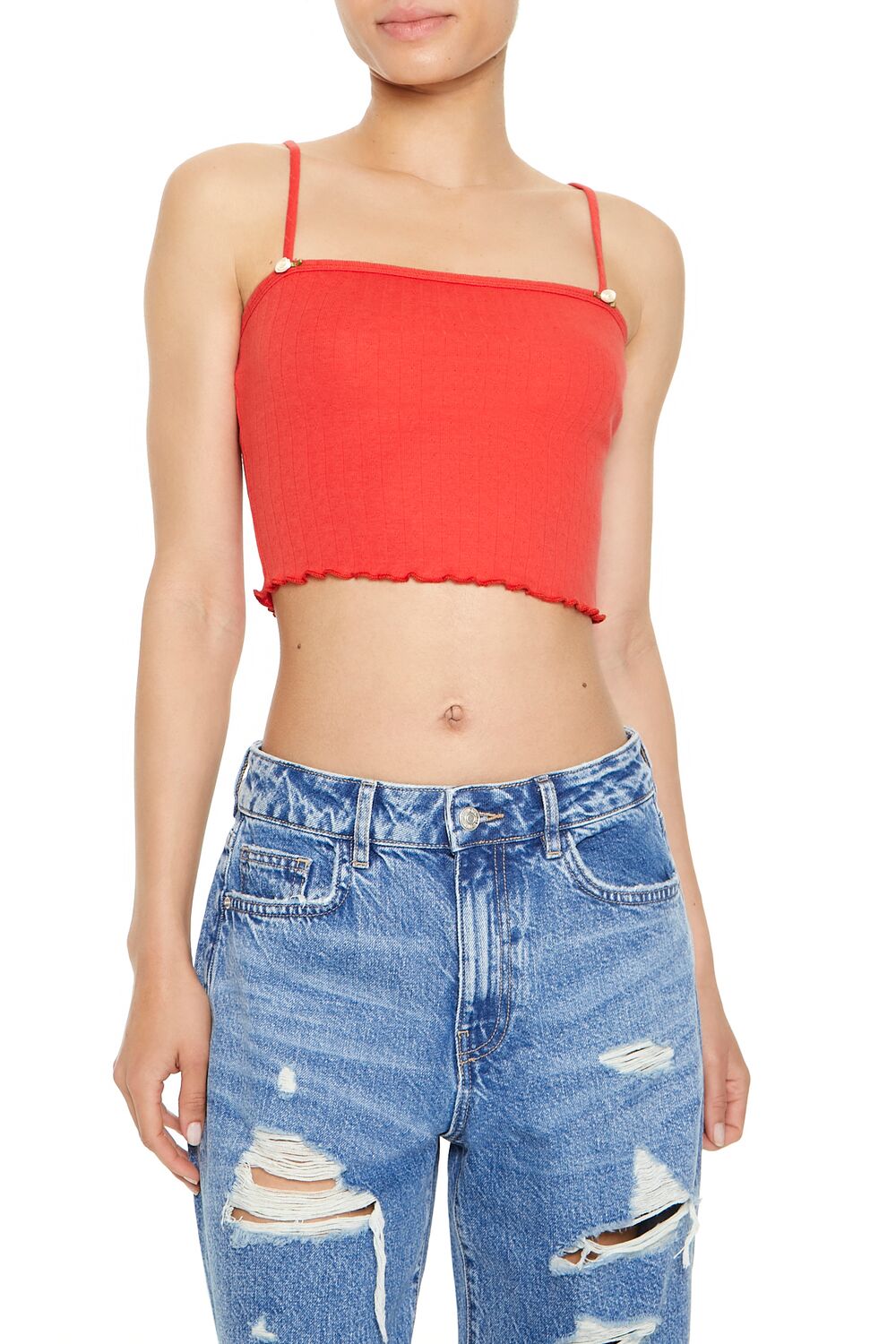 Rosette Lettuce-Edge Cropped Cami | Forever 21 Women