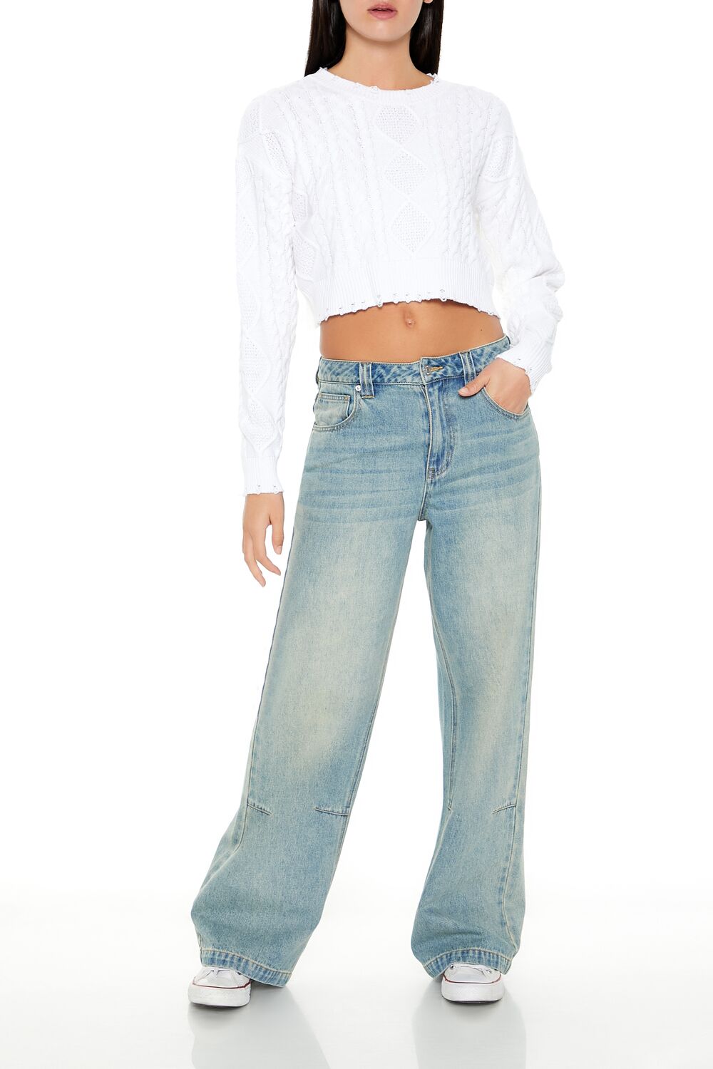 Cropped Cable Knit Sweater | Forever 21 Women