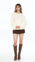 Peasant-Sleeve Cable Knit Sweater | Forever 21 Women