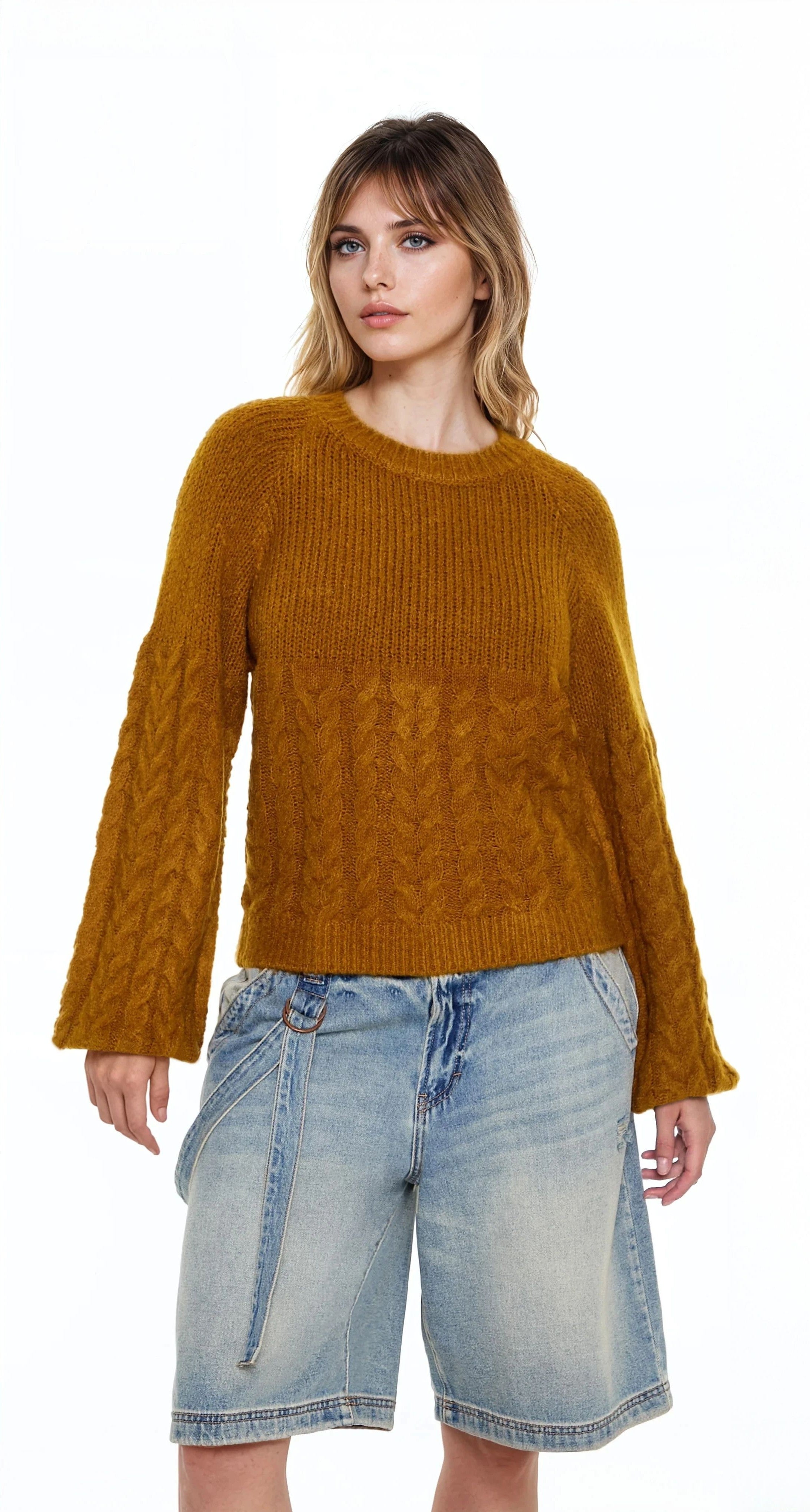 Peasant-Sleeve Cable Knit Sweater | Forever 21 Women