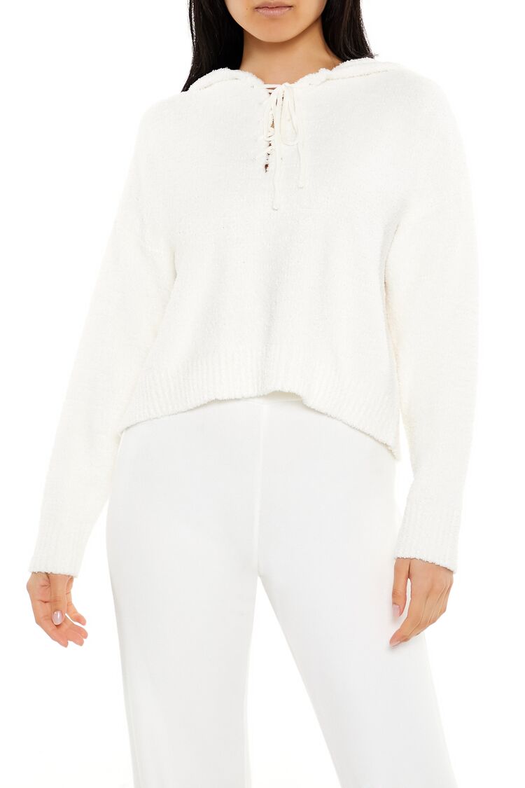 Hooded Lace-Up Sweater | Forever 21 Women