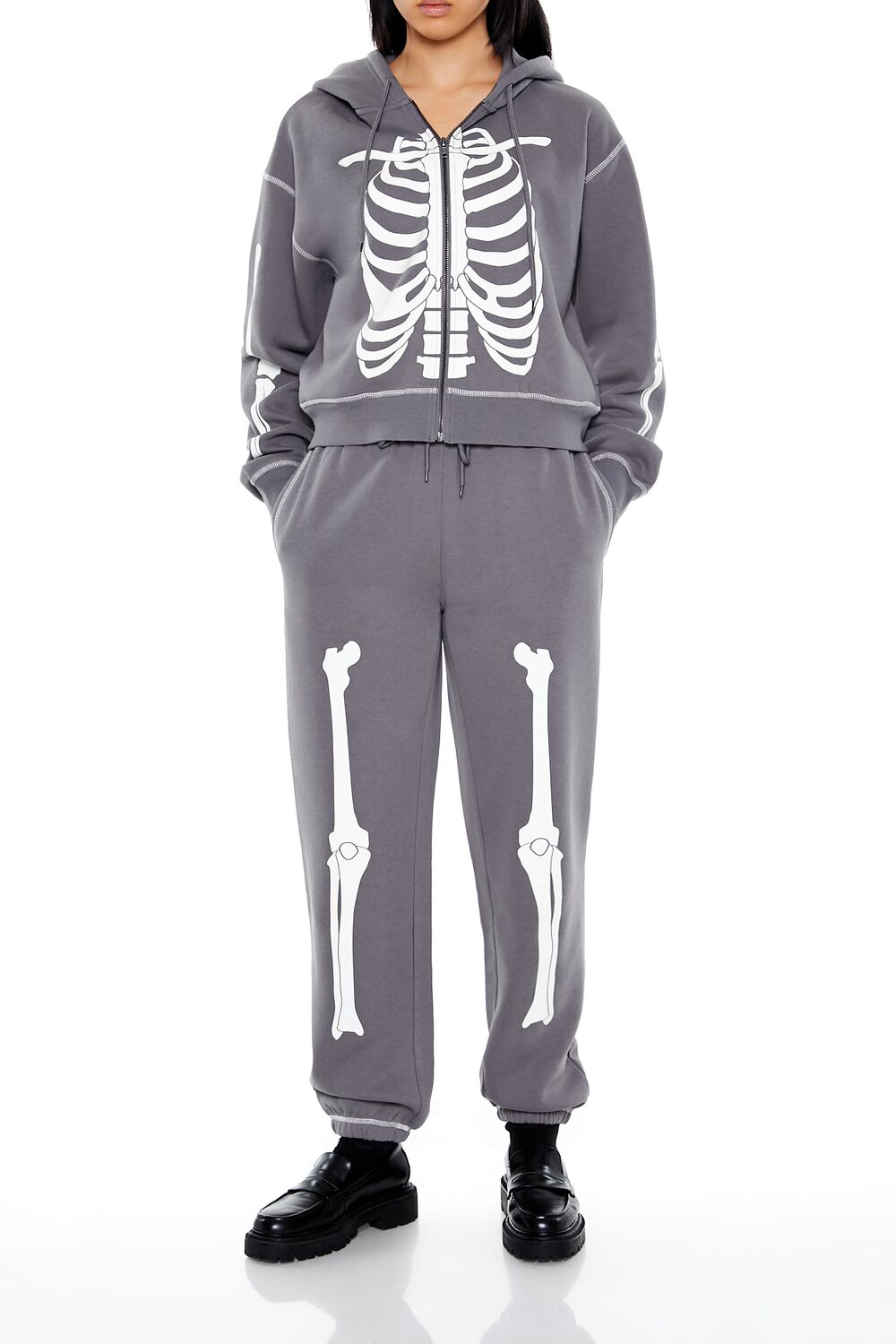 Skeleton Graphic Zip-Up Hoodie | Forever 21 Women