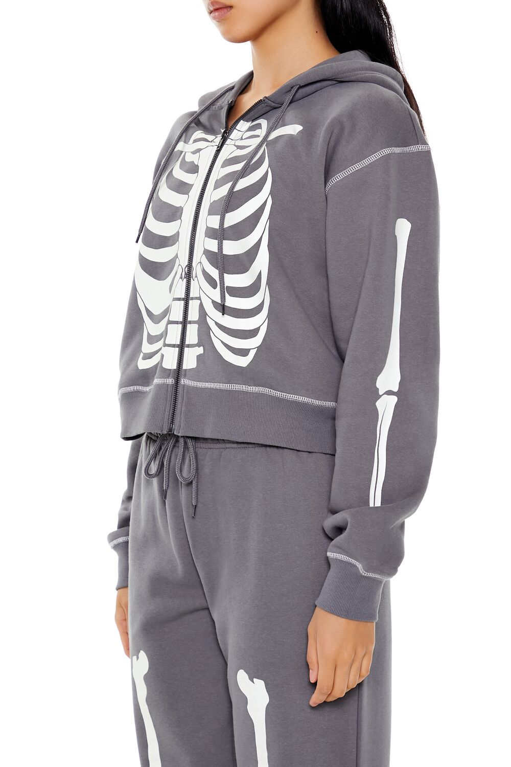 Skeleton Graphic Zip-Up Hoodie | Forever 21 Women
