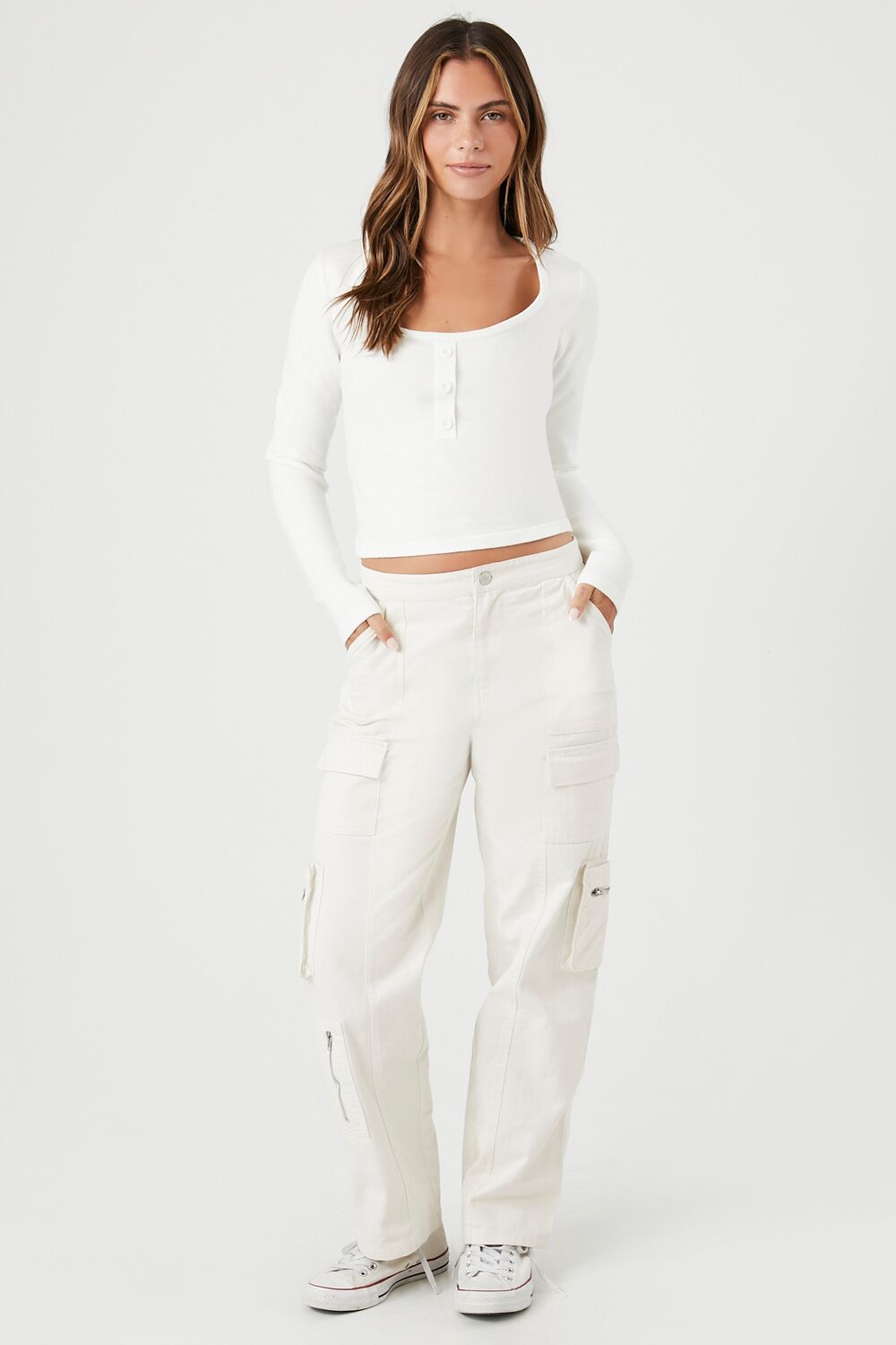 Cropped Sweater-Knit Henley Top | Forever 21 Women