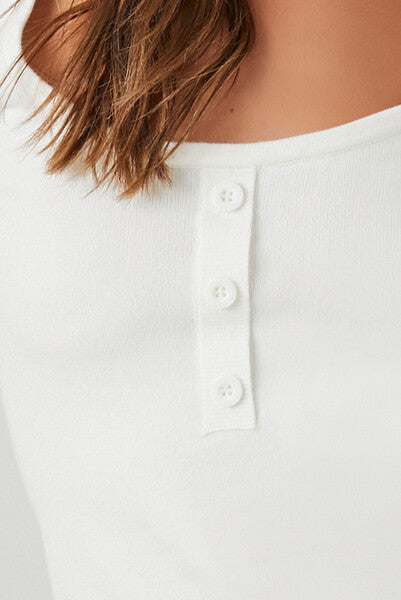 Cropped Sweater-Knit Henley Top | Forever 21 Women