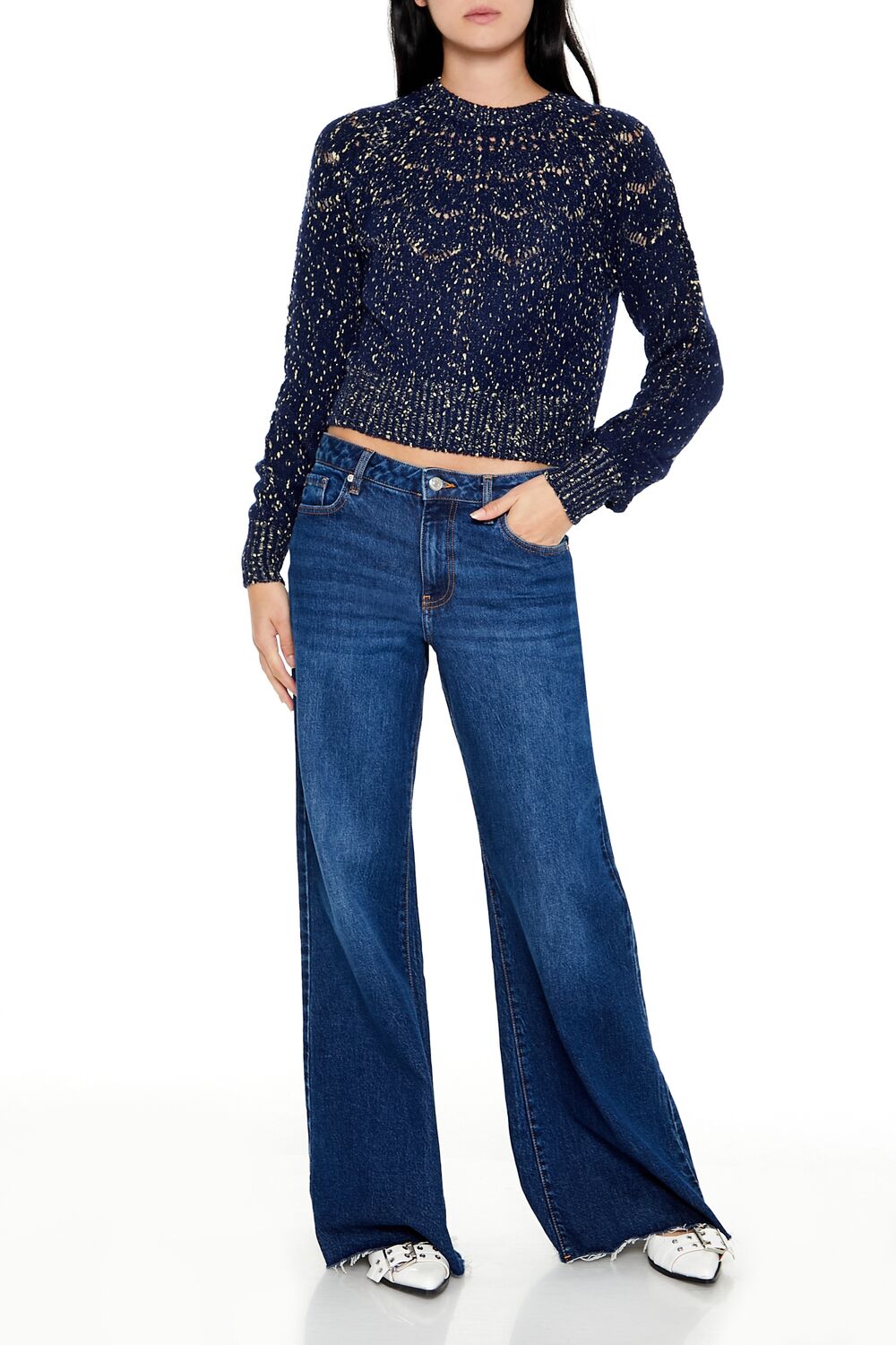 Metallic Pointelle Sweater | Forever 21 Women