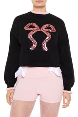 Sequin Bow Mock Neck Sweater | Forever 21 Women