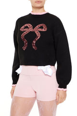 Sequin Bow Mock Neck Sweater | Forever 21 Women