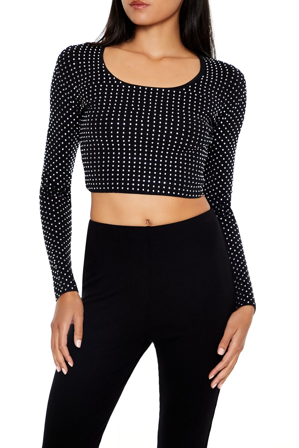 Rhinestone Cropped Sweater | Forever 21 Women