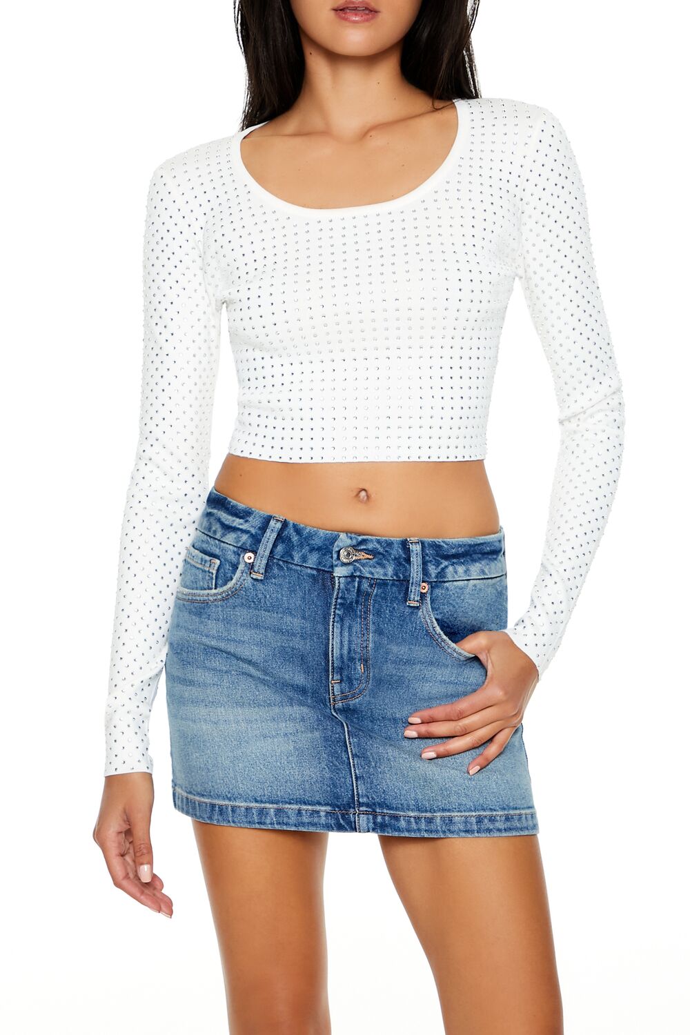 Rhinestone Cropped Sweater | Forever 21 Women